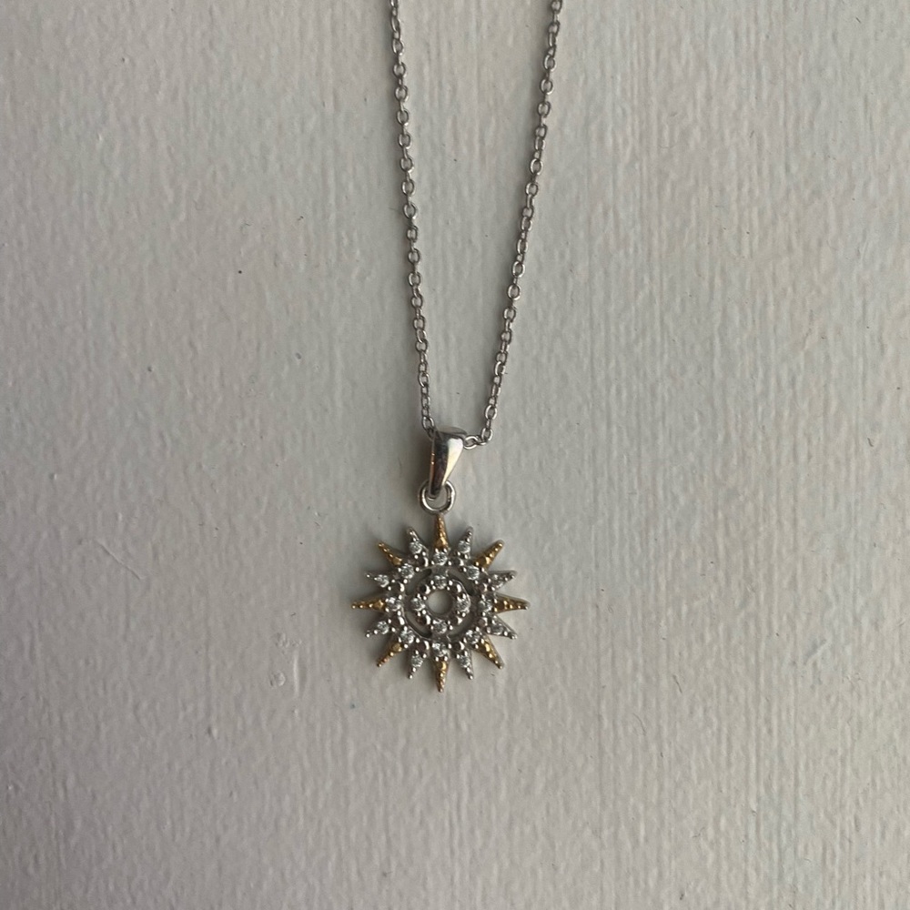 Sunburst silver and gold necklace